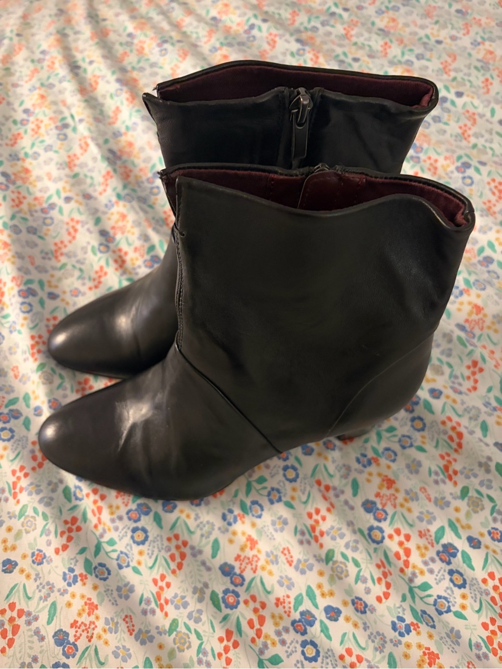 Franco Sarto Black Leather Ankle Booties